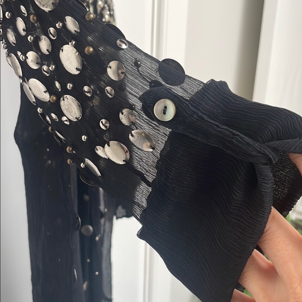 Elizabeth and James Black Asymmetrical Embellished Blouse - Picture 4 of 8